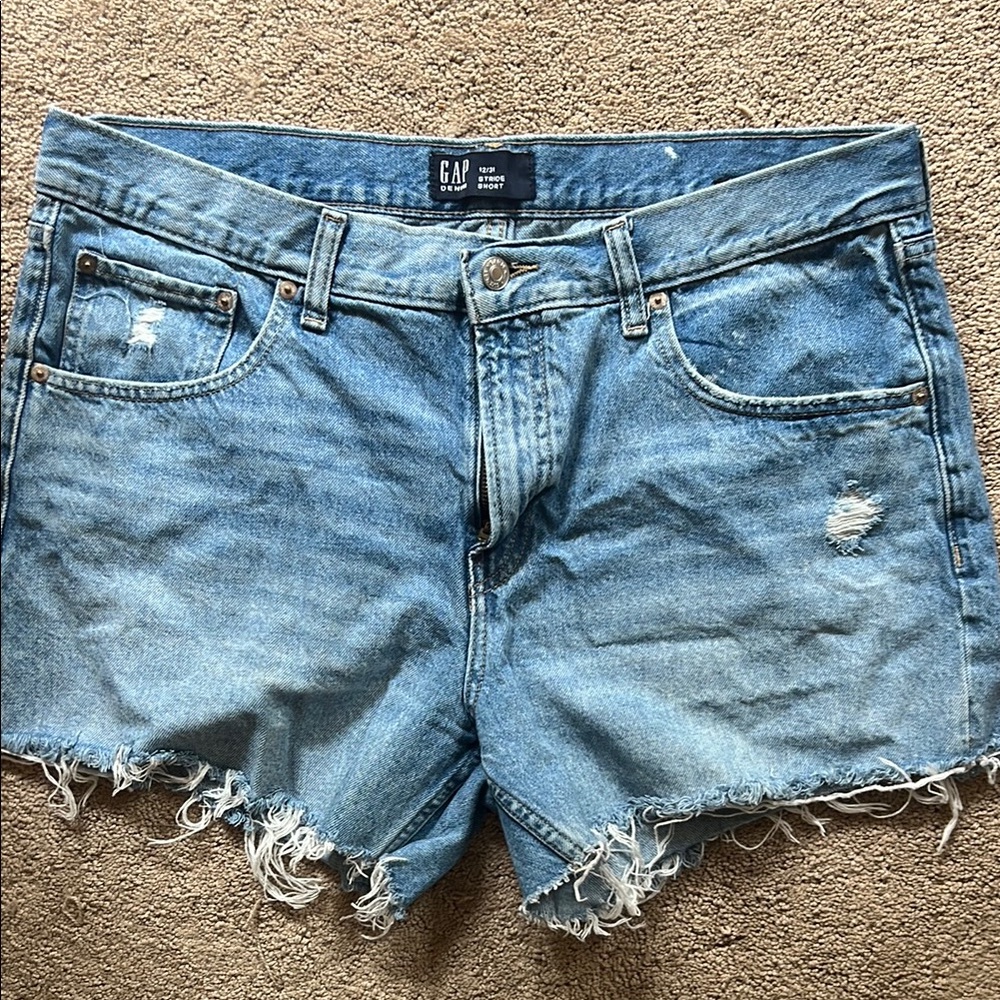 GAP Blue Jean Shorts Distressed Raw Hem
